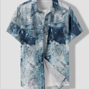 Graphic Print Button Up Shirt